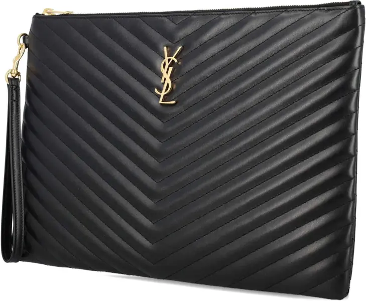 Genti de mana Saint Laurent Cassandre Leather Pouch BLACK Femei (BM 19262333) 5