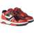 OFF-WHITE KIDS Two Tone Leather Out Of Office Mid-Top Sneakers Red