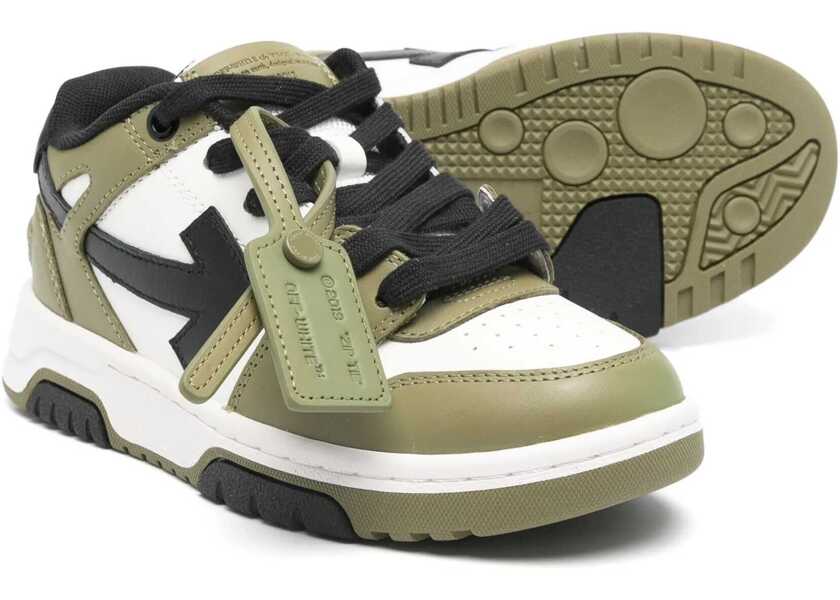 Sneakers OFF-WHITE KIDS Leather Out Of Office Mid-Top Sneakers Military Green Baieti (BM 19262540) 2