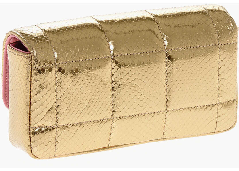 Genti plic DSQUARED2 Snake Effect Leather Clutch With Golden Monogram Gold Femei (BM 19262594) 2