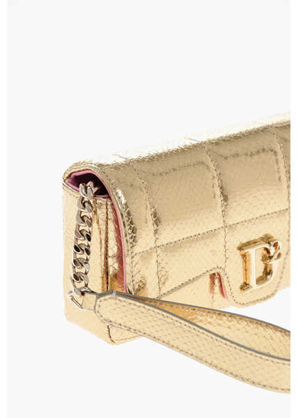 Genti plic DSQUARED2 Snake Effect Leather Clutch With Golden Monogram Gold Femei (BM 19262594) 3