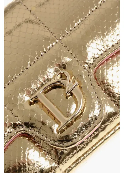 Genti plic DSQUARED2 Snake Effect Leather Clutch With Golden Monogram Gold Femei (BM 19262594) 4