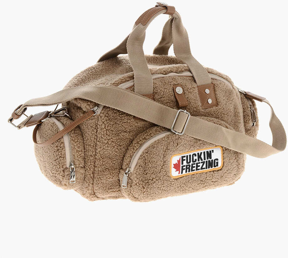 Genti de voiaj de mana DSQUARED2 Multi-Pocket Teddy Bag With Leather Details Brown Barbati (BM 19262600) 3