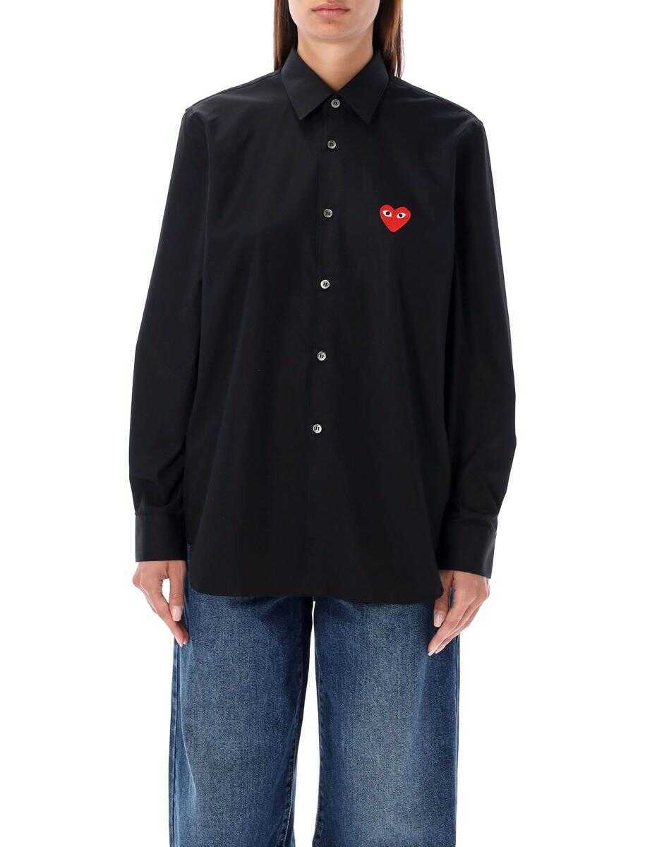 Camasi Comme des Garons Comme Des Garons Play Red Heart Patch Shirt BLACK RED Femei (BM 19265058) 1