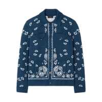 Cardigane Alanui Alanui Blue Cardigan With Bandana Pattern Barbati