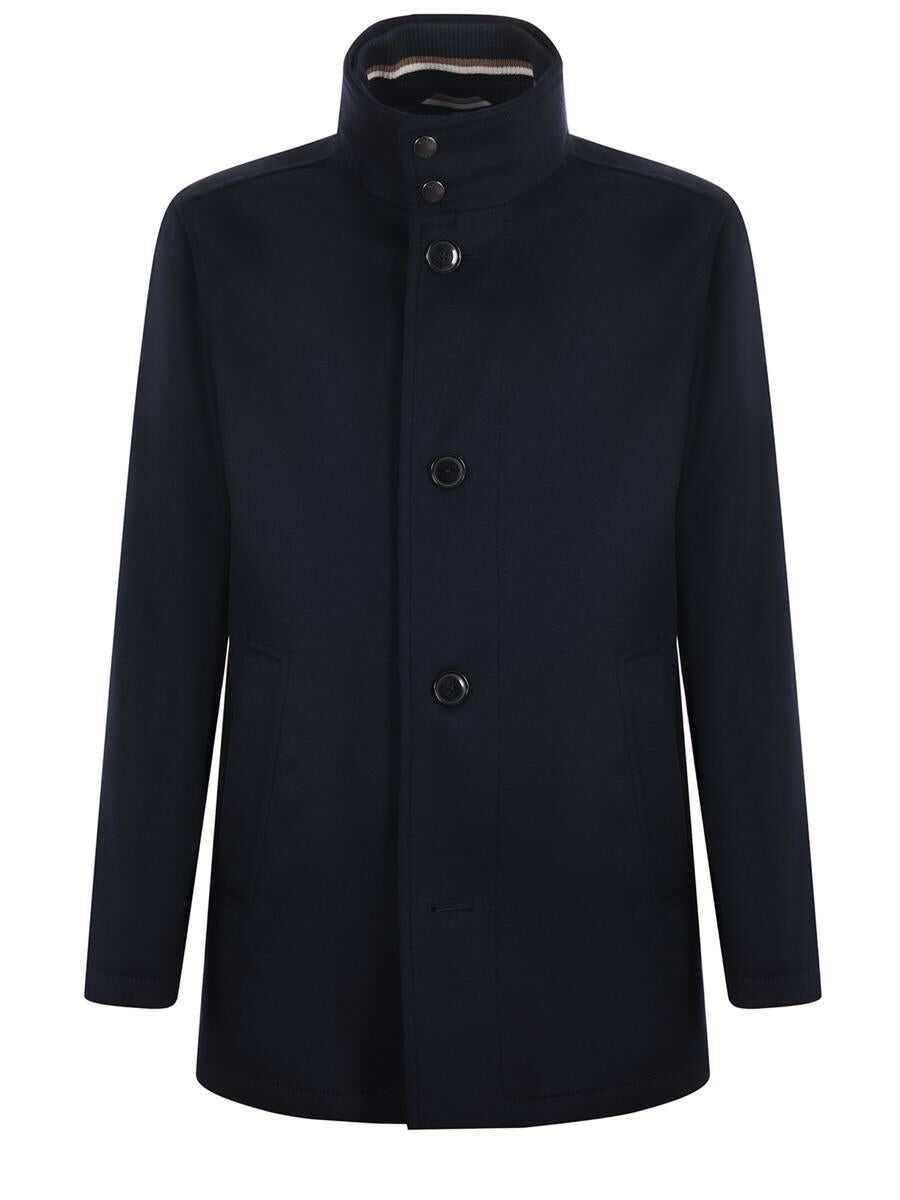 Paltoane Hugo Boss Boss  Wool And Cashmere Blend Coat BLUE Barbati (BM 19265484) 1