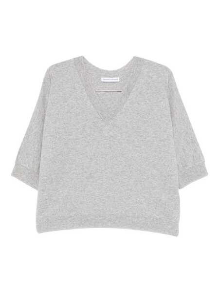 Pulovere TABARONI CASHMERE Tabaroni Cashmere Grey Short-Sleeve V-Neck Top GREY Femei (BM 19265649) 1