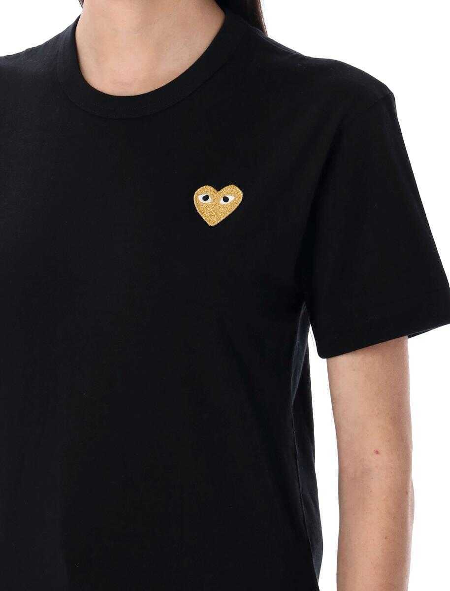 Tricouri Comme des Garons Comme Des Garons Play Golden Heart Patch T-Shirt Black Femei (BM 19266612) 3
