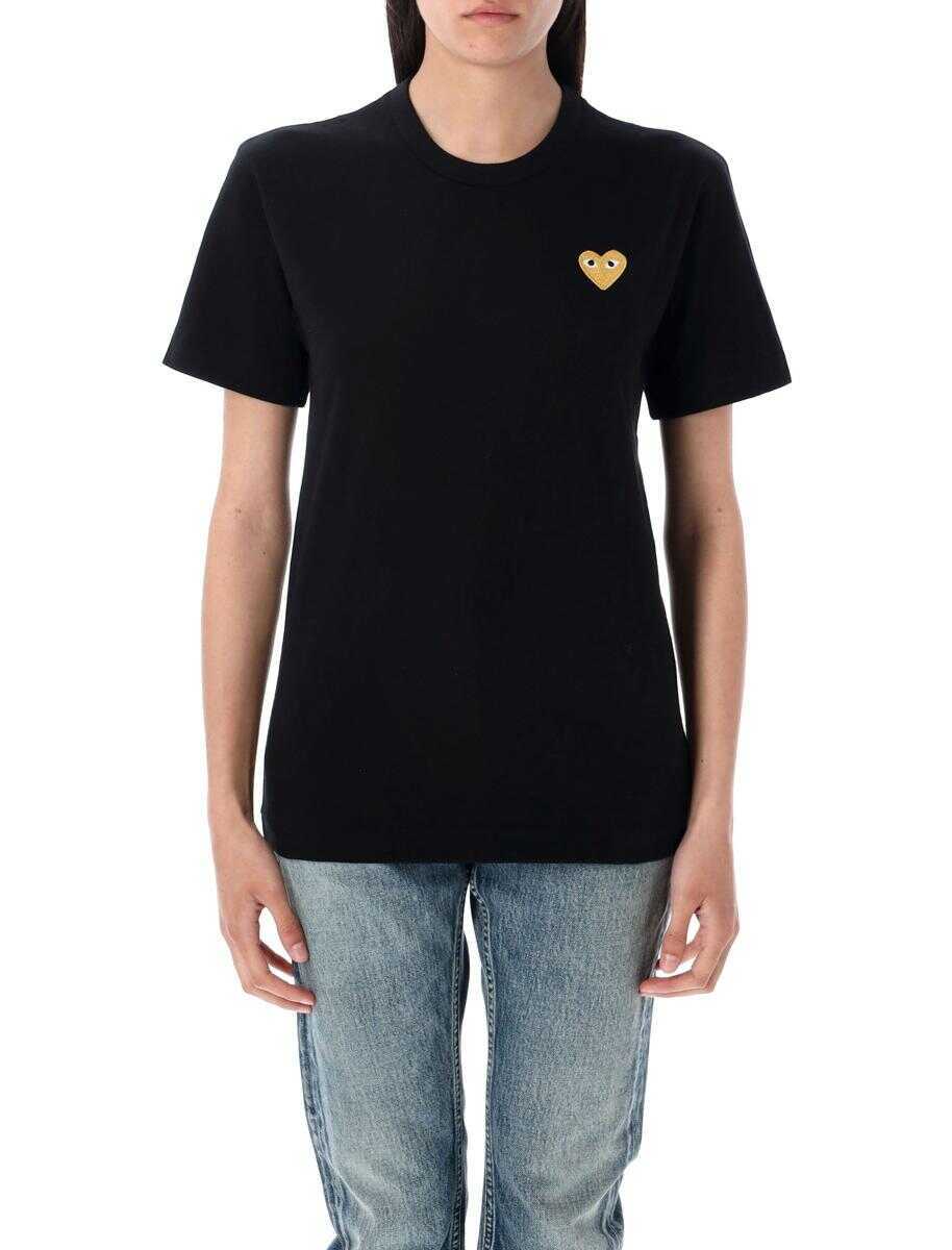 Tricouri Comme des Garons Comme Des Garons Play Golden Heart Patch T-Shirt Black Femei (BM 19266612) 1