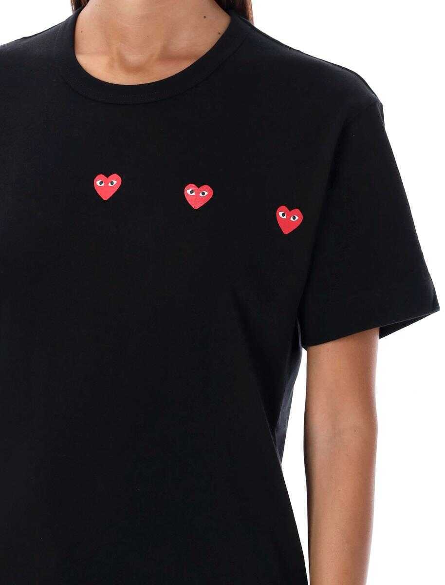 Tricouri Comme des Garons Comme Des Garons Play Three Hearts T-Shirt Black Femei (BM 19266774) 3