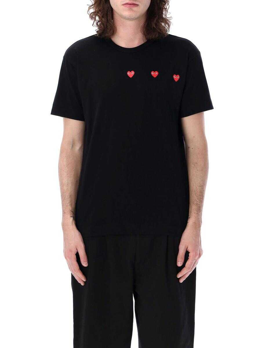 Tricouri Comme des Garons Comme Des Garons Play Three Hearts T-Shirt Black Femei (BM 19266774) 4