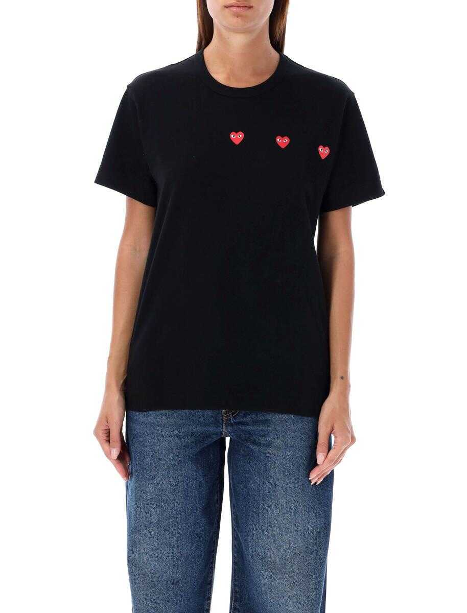 Tricouri Comme des Garons Comme Des Garons Play Three Hearts T-Shirt Black Femei (BM 19266774) 1