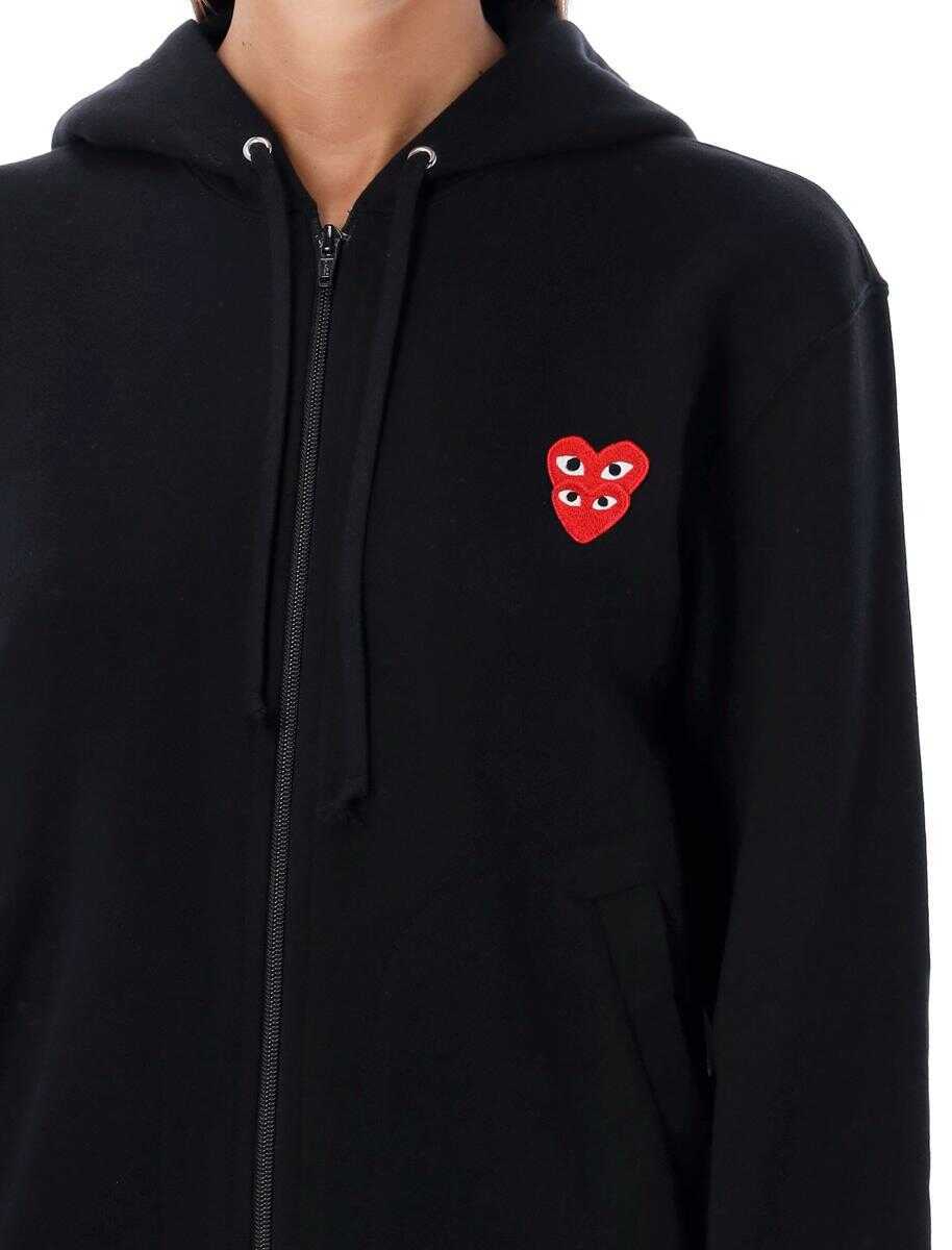 Bluze de trening Comme des Garons Comme Des Garons Play Zipped Hoodie With Double Heart Patch Black Femei (BM 19266954) 3
