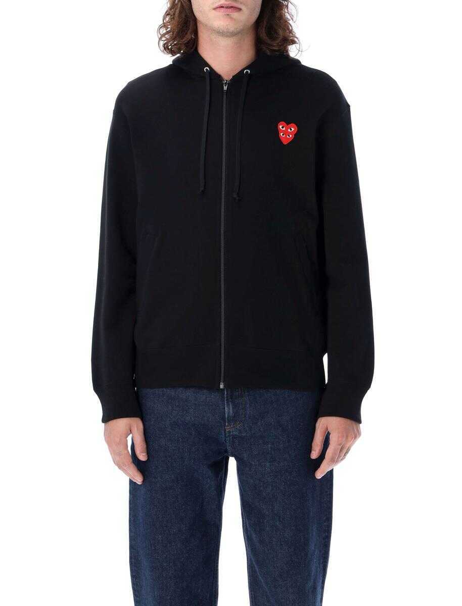 Bluze de trening Comme des Garons Comme Des Garons Play Zipped Hoodie With Double Heart Patch Black Femei (BM 19266954) 4