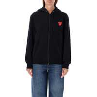 Bluze de trening Comme Des Garçons Play Zipped Hoodie With Double Heart Patch Femei