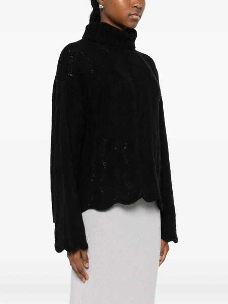 Pulovere TWINSET Twinset Black Pointelle Knit Sweater Black Femei (BM 19267554) 3