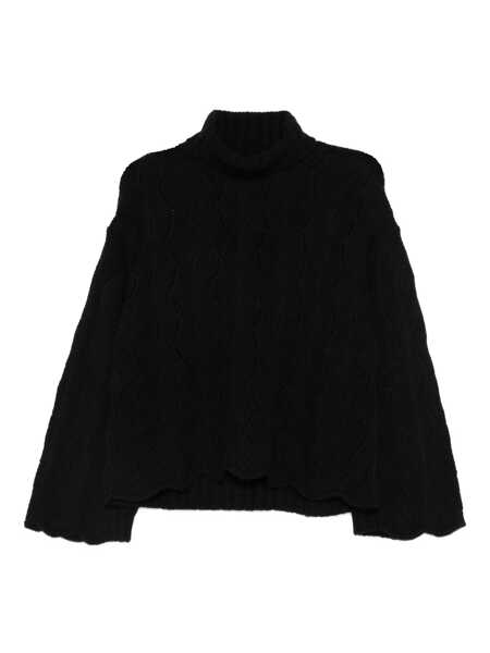 Pulovere TWINSET Twinset Black Pointelle Knit Sweater Black Femei (BM 19267554) 1