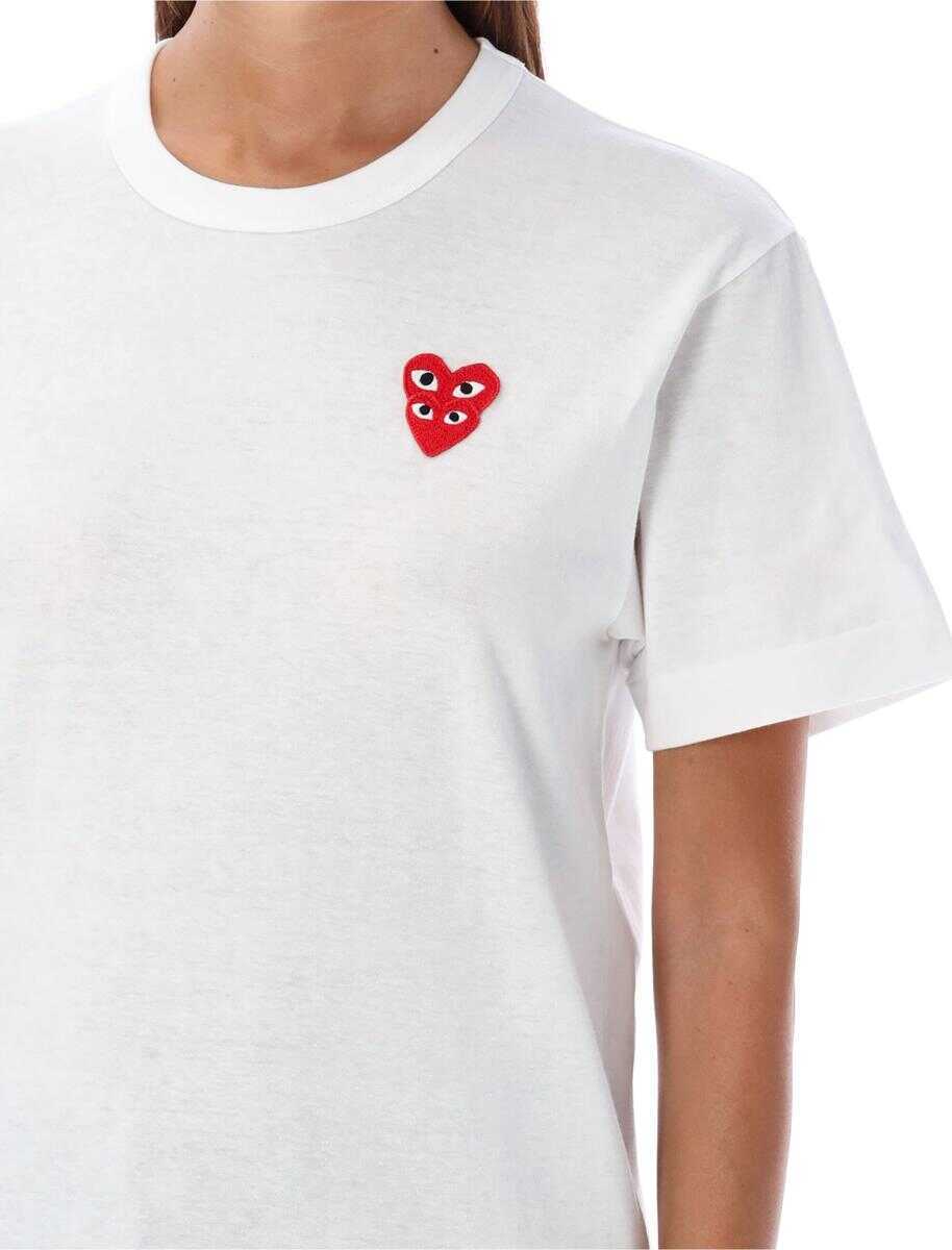 Tricouri Comme des Garons Comme Des Garons Play Double Patch T-Shirt WHITE Femei (BM 19267770) 3