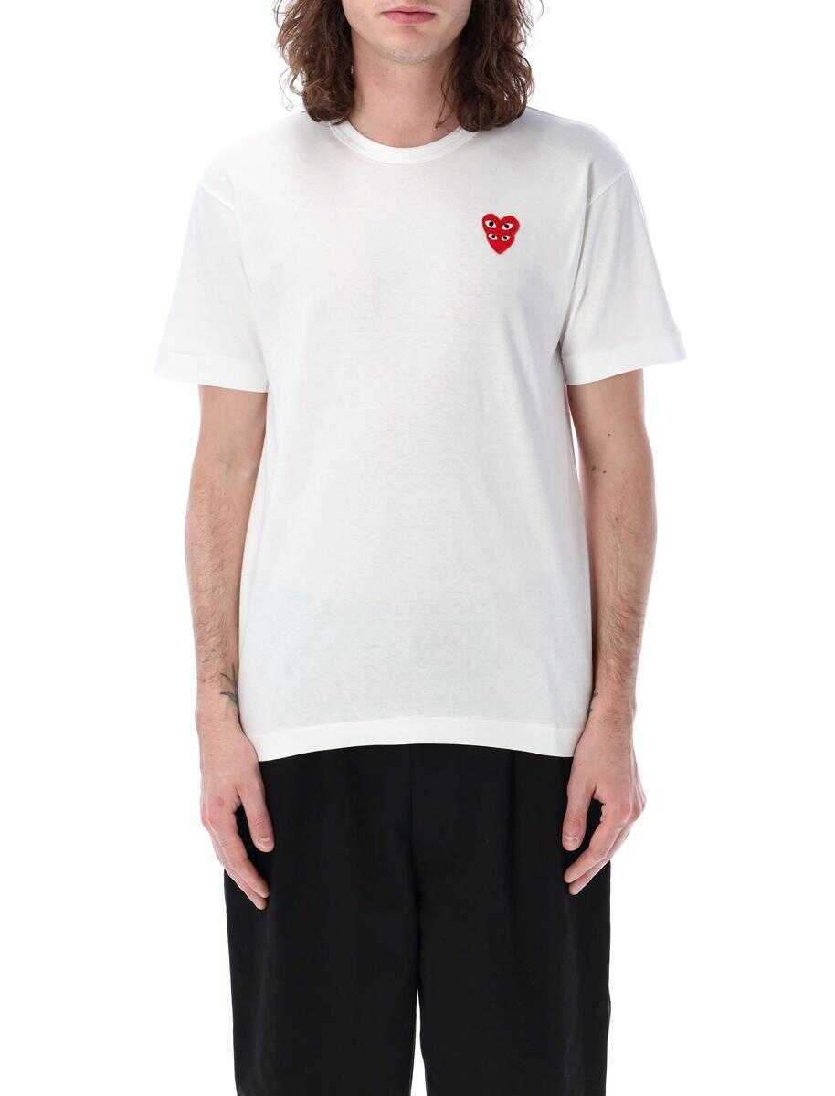 Tricouri Comme des Garons Comme Des Garons Play Double Patch T-Shirt WHITE Femei (BM 19267770) 4