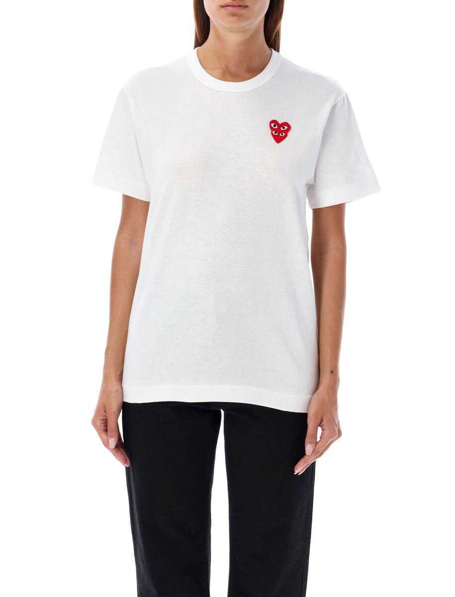 Tricouri Comme des Garons Comme Des Garons Play Double Patch T-Shirt WHITE Femei (BM 19267770) 1