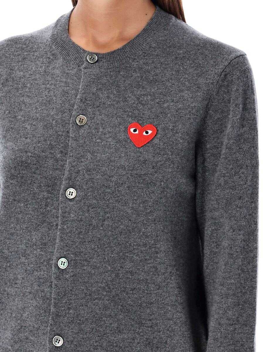 Cardigane Comme des Garons Comme Des Garons Play Wool Cardigan With Red Heart GREY Femei (BM 19268340) 3