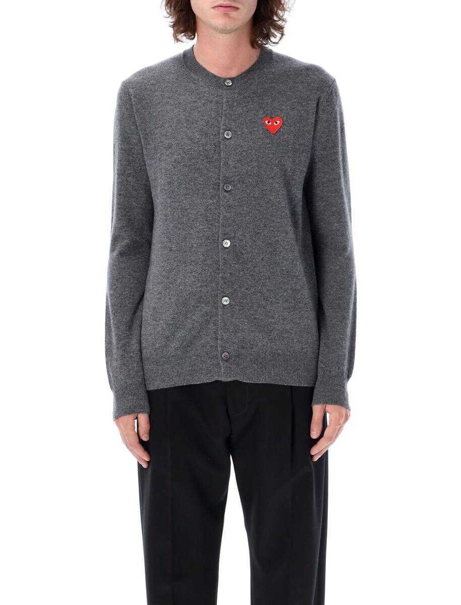 Cardigane Comme des Garons Comme Des Garons Play Wool Cardigan With Red Heart GREY Femei (BM 19268340) 4