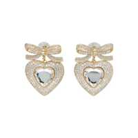 Cercei Self-Portrait Gold Bow Crystal Heart Earrings Femei