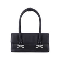 Genti de umar Self-Portrait Black Leather Shoulder Bag With Crystal Bows Femei