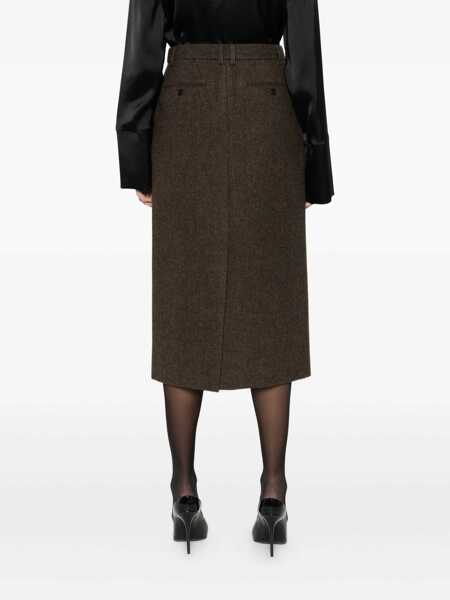 Fuste DUNST Dunst Midi Skirt BROWN Femei (BM 19268784) 4