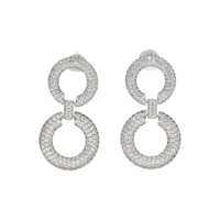 Cercei Self-Portrait Silver Crystal Chain Link Earrings Femei