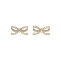 Cercei Self-Portrait Gold Crystal Bow Earrings Femei