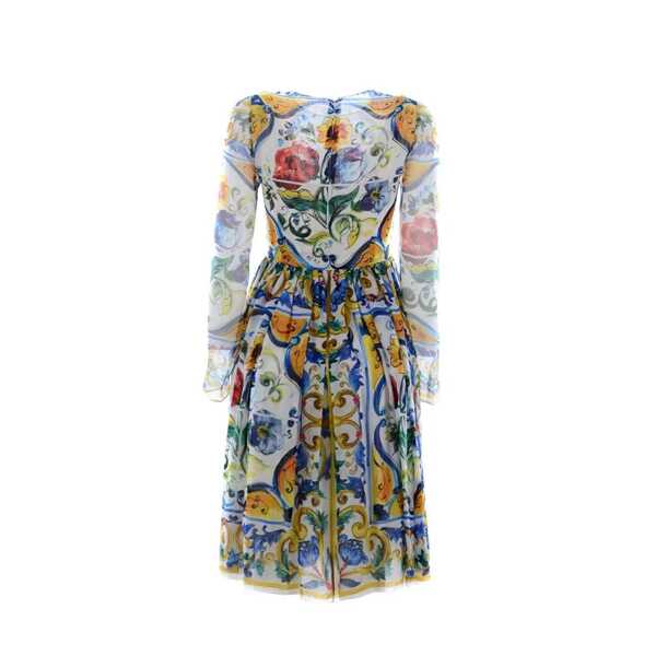 Rochii Dolce & Gabbana Dolce & Gabbana Silk Maiolica Dress White Femei (BM 19269318) 2
