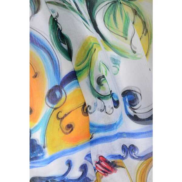 Rochii Dolce & Gabbana Dolce & Gabbana Silk Maiolica Dress White Femei (BM 19269318) 3