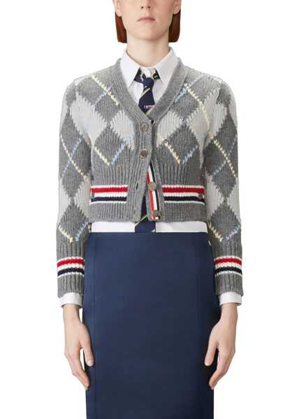 Cardigane Thom Browne Argyle V-Neck Cardigan TONAL GREY Femei (BM 19269341) 3