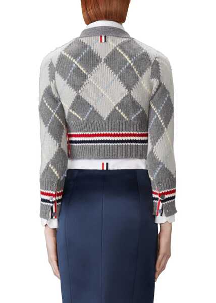 Cardigane Thom Browne Argyle V-Neck Cardigan TONAL GREY Femei (BM 19269341) 4