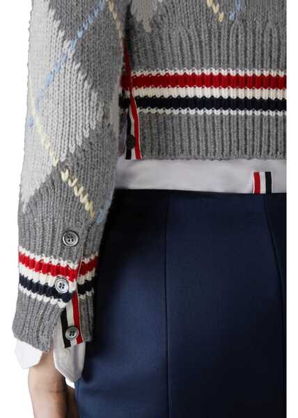 Cardigane Thom Browne Argyle V-Neck Cardigan TONAL GREY Femei (BM 19269341) 5