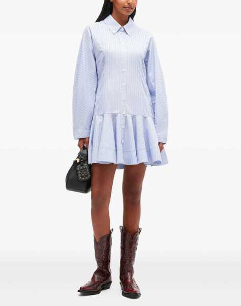 Rochii casual Ganni Striped Chemisier Dress BABY BLUE Femei (BM 19269422) 2