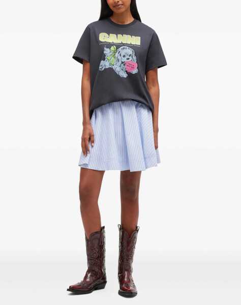 Tricouri Ganni Puppy T-Shirt CHARCOAL Femei (BM 19269425) 2
