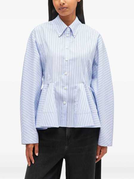 Bluze Ganni Striped Peplum Shirt BABY BLUE Femei (BM 19269434) 3