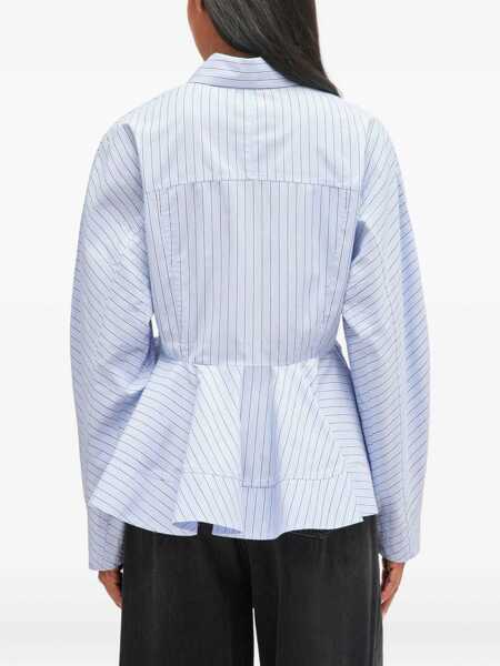 Bluze Ganni Striped Peplum Shirt BABY BLUE Femei (BM 19269434) 4