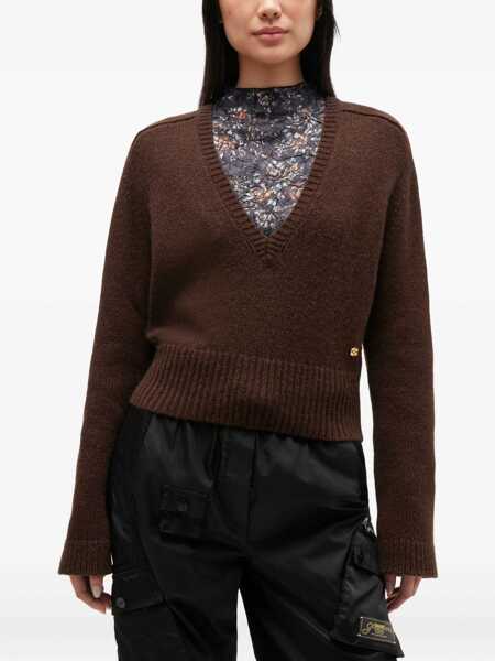 Pulovere Ganni V-Neck Sweater BROWN Femei (BM 19269452) 3