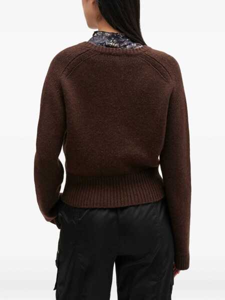 Pulovere Ganni V-Neck Sweater BROWN Femei (BM 19269452) 4