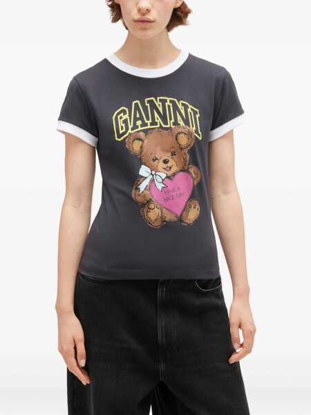 Tricouri Ganni Teddy T-Shirt CHARCOAL Femei (BM 19269461) 3