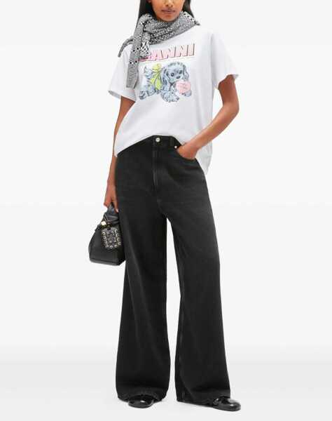 Tricouri Ganni Puppy T-Shirt WHITE Femei (BM 19269482) 2