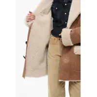 Paltoane DSQUARED2 Dama - Paltoane DSQUARED2 Shearling 3-Button Coat With Patch Pockets Brown Femei (BM 19269605) - B-mall.ro