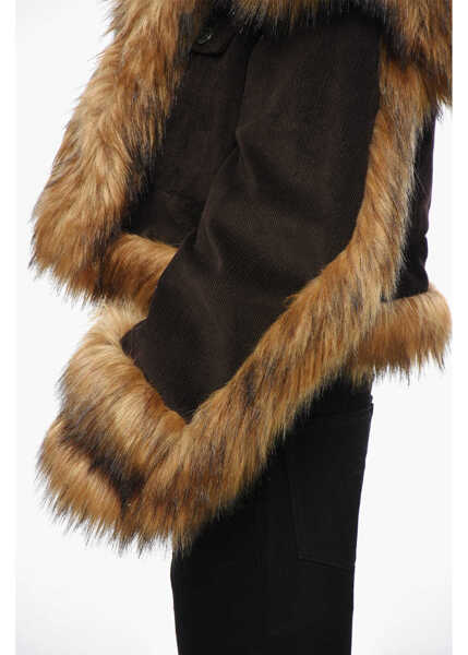 Jachete DSQUARED2 Corduroy Jacket With Faux Fur Details Brown Femei (BM 19269641) 2