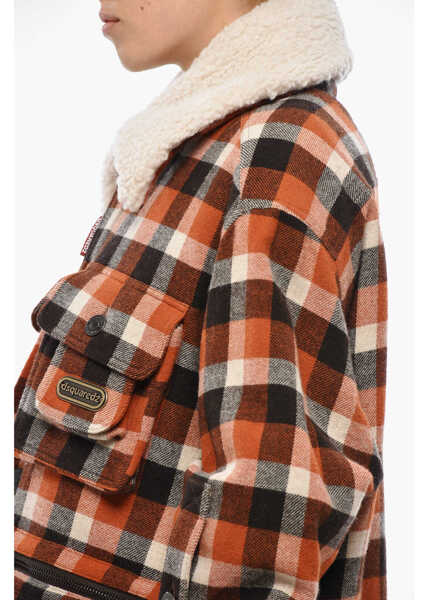 Jachete DSQUARED2 Checked Americana Field Utility Jacket With Fleece Lining Orange Femei (BM 19269674) 2