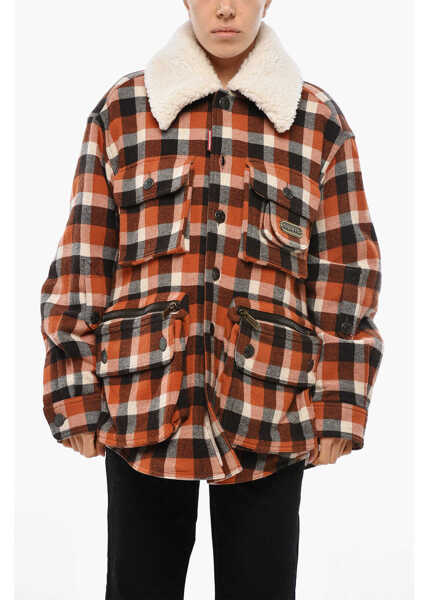 Jachete DSQUARED2 Checked Americana Field Utility Jacket With Fleece Lining Orange Femei (BM 19269674) 1