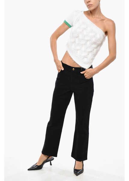 Bluze DSQUARED2 Double Fabric One-Shoulder Crop Top White Femei (BM 19269680) 4