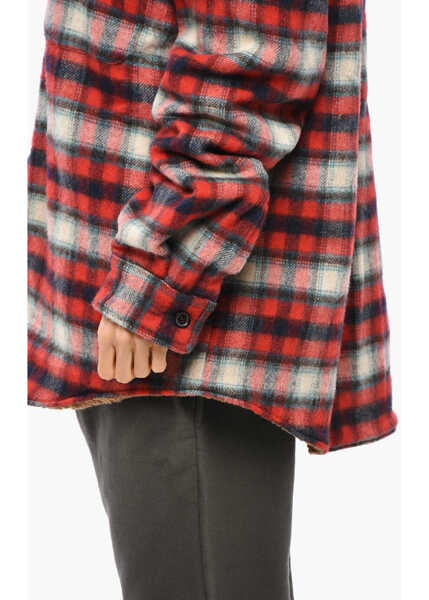 Jachete DSQUARED2 Check Patterned Eco-Shearling Overshirt Red Femei (BM 19269686) 2